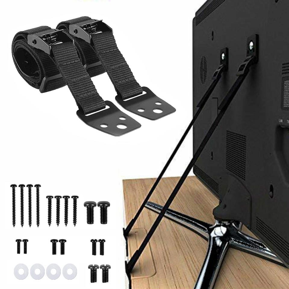 Furniture Hardware Tools - 2 Pack Adjustable TV Safety Straps,No-Drill