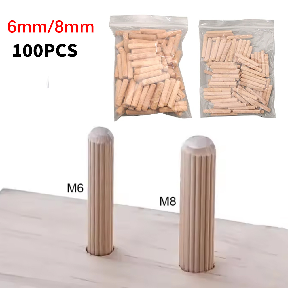 Furniture Joinery Hardware - Wooden Dowel Pins 6/8mm Fluted Hardwood