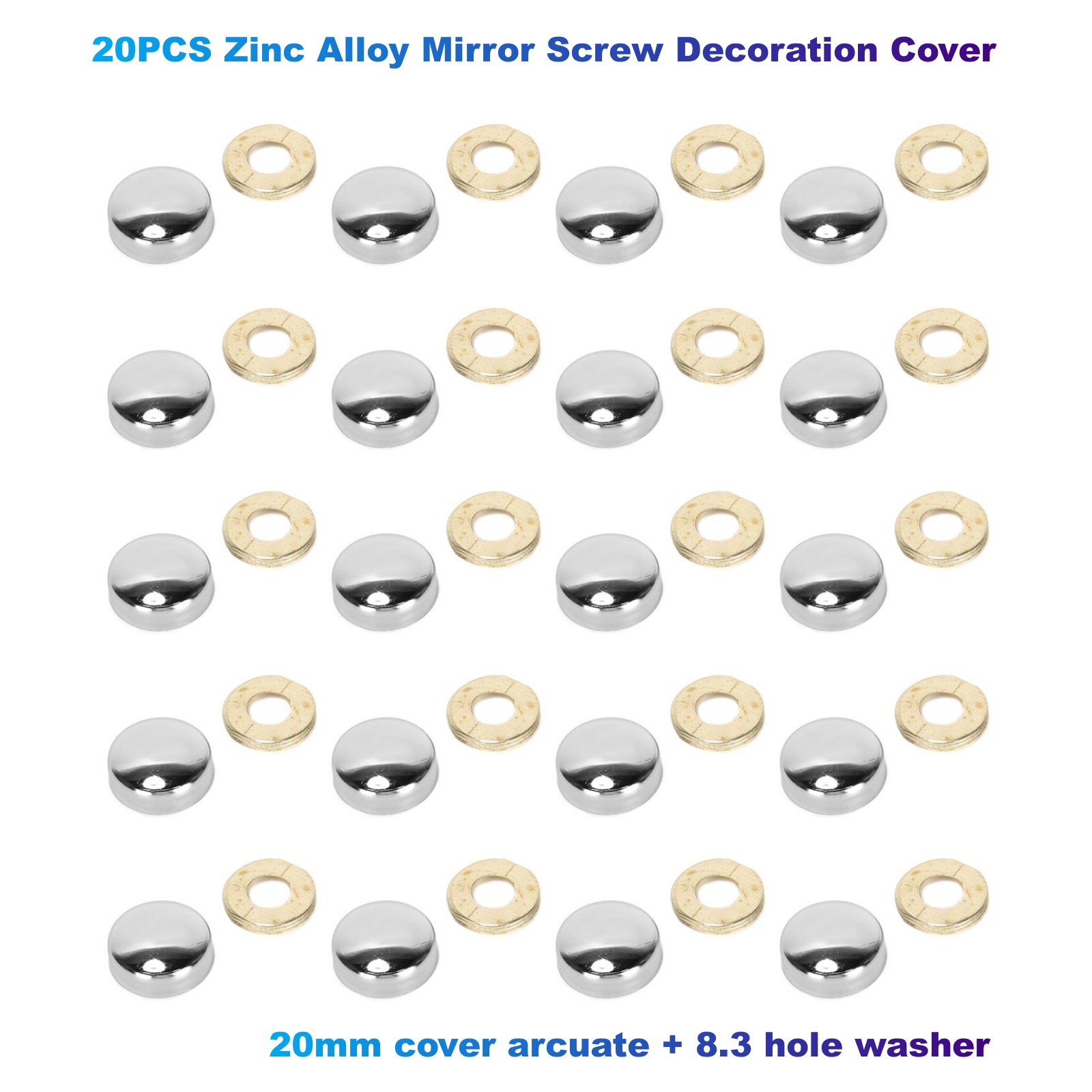 Furniture Joinery Hardware - 20PCS Zinc Alloy Mirror Screw Decoration
